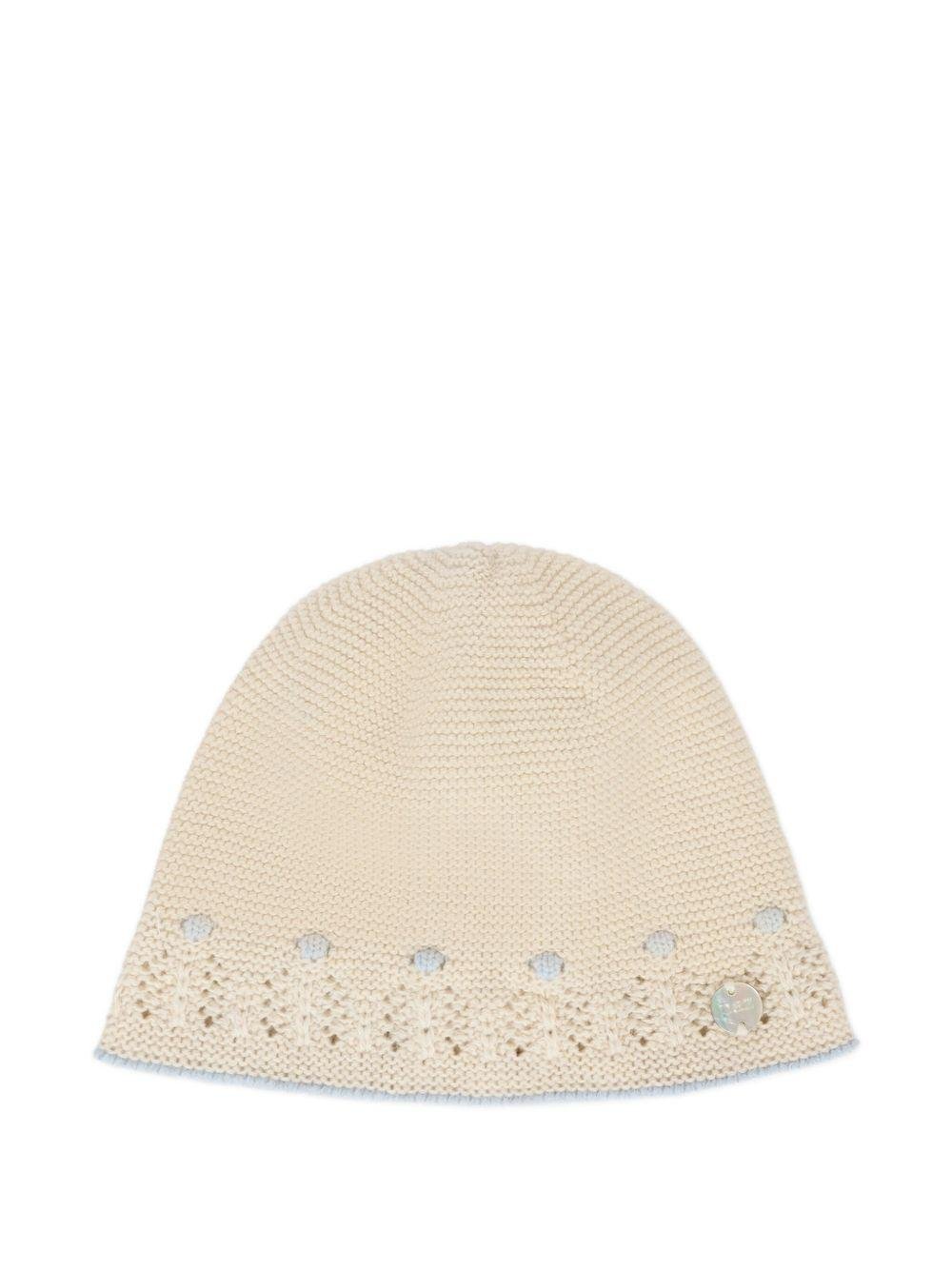 Berretto per neonati Paz Rodrìguez beige con lavorazione in rilievo - Rubino Kids