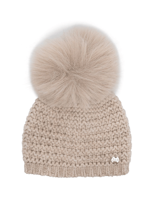 Berretto per neonati PaZ RODRIGUEZ beige con pompon