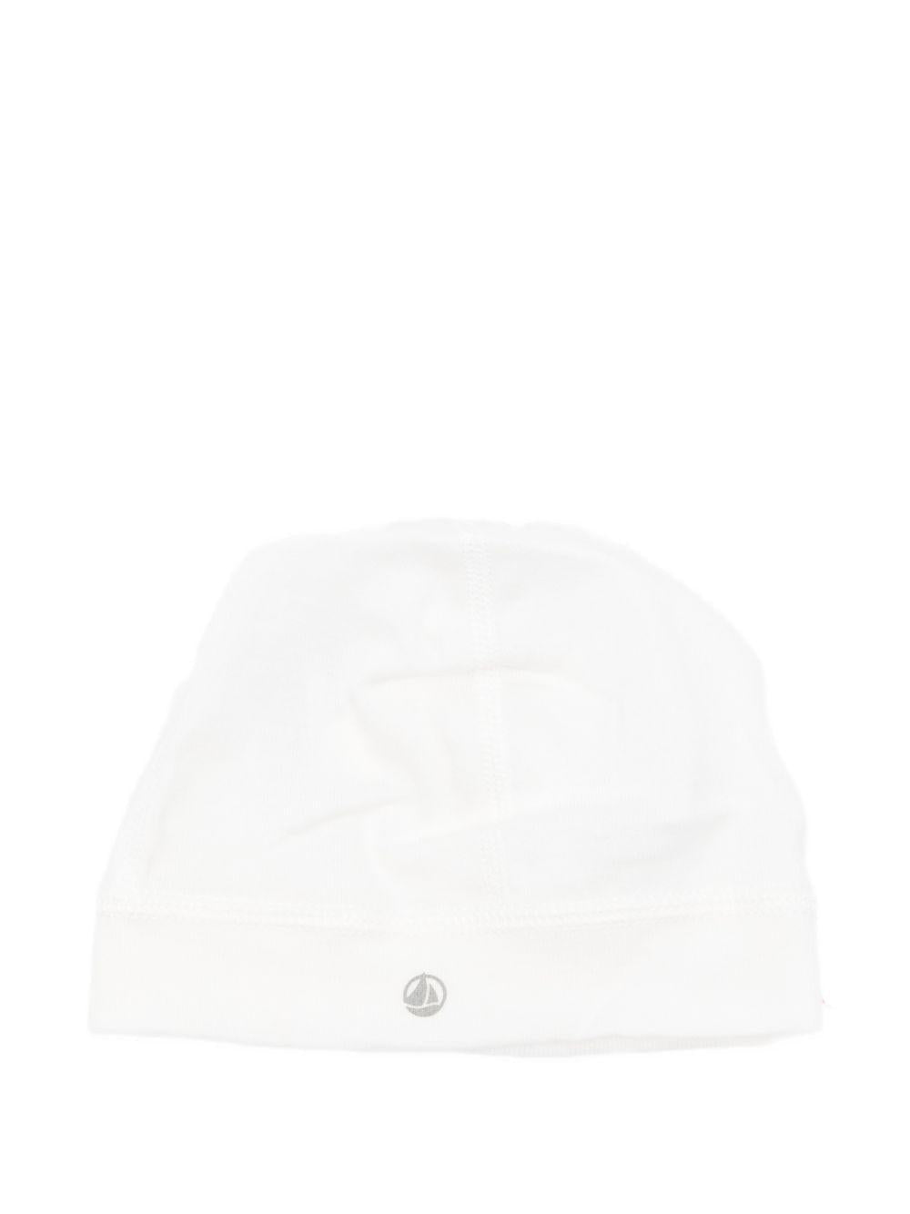 Berretto per neonati Petit Bateau bianco con logo sul davanti - Rubino Kids