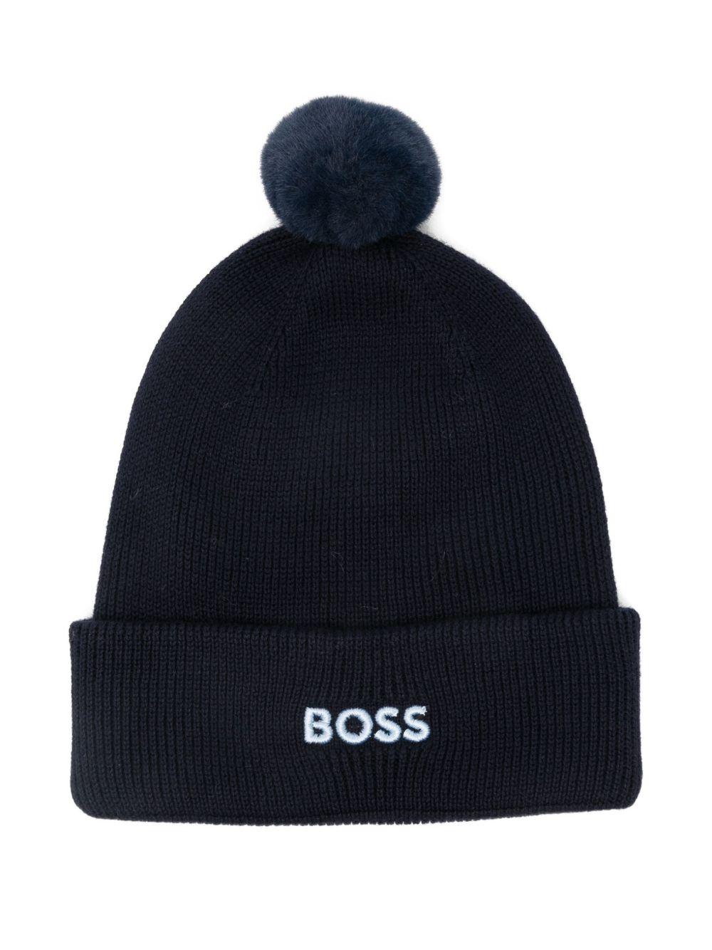 Berretto per neonato Boss Kids blu con dettaglio pompon - Rubino Kids