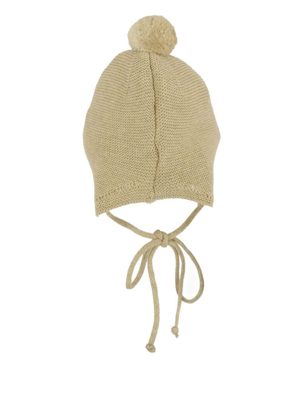 Berretto per neonato Paz Rodriguez beige con dettaglio pompon - Rubino Kids