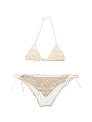 MC2 Saint Barth Kids Holly beige bikini for girls with lurex details