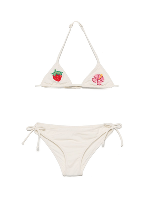 MC2 Saint Barth Kids Holly beige bikini for girls with knotted ties