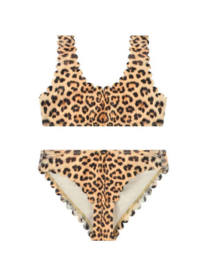 Bikini per bambina Molo marrone con stampa leopardata