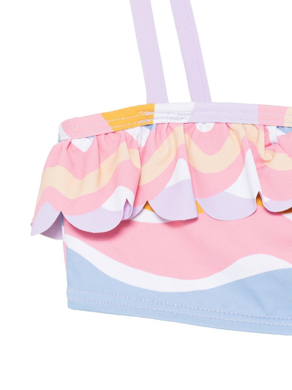 Bikini per bambina Stella McCartney Kids multicolore con ruches - Rubino Kids