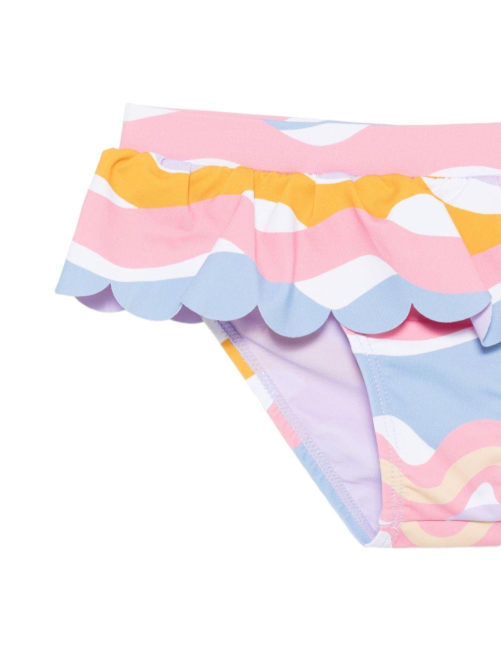 Bikini per bambina Stella McCartney Kids multicolore con ruches - Rubino Kids