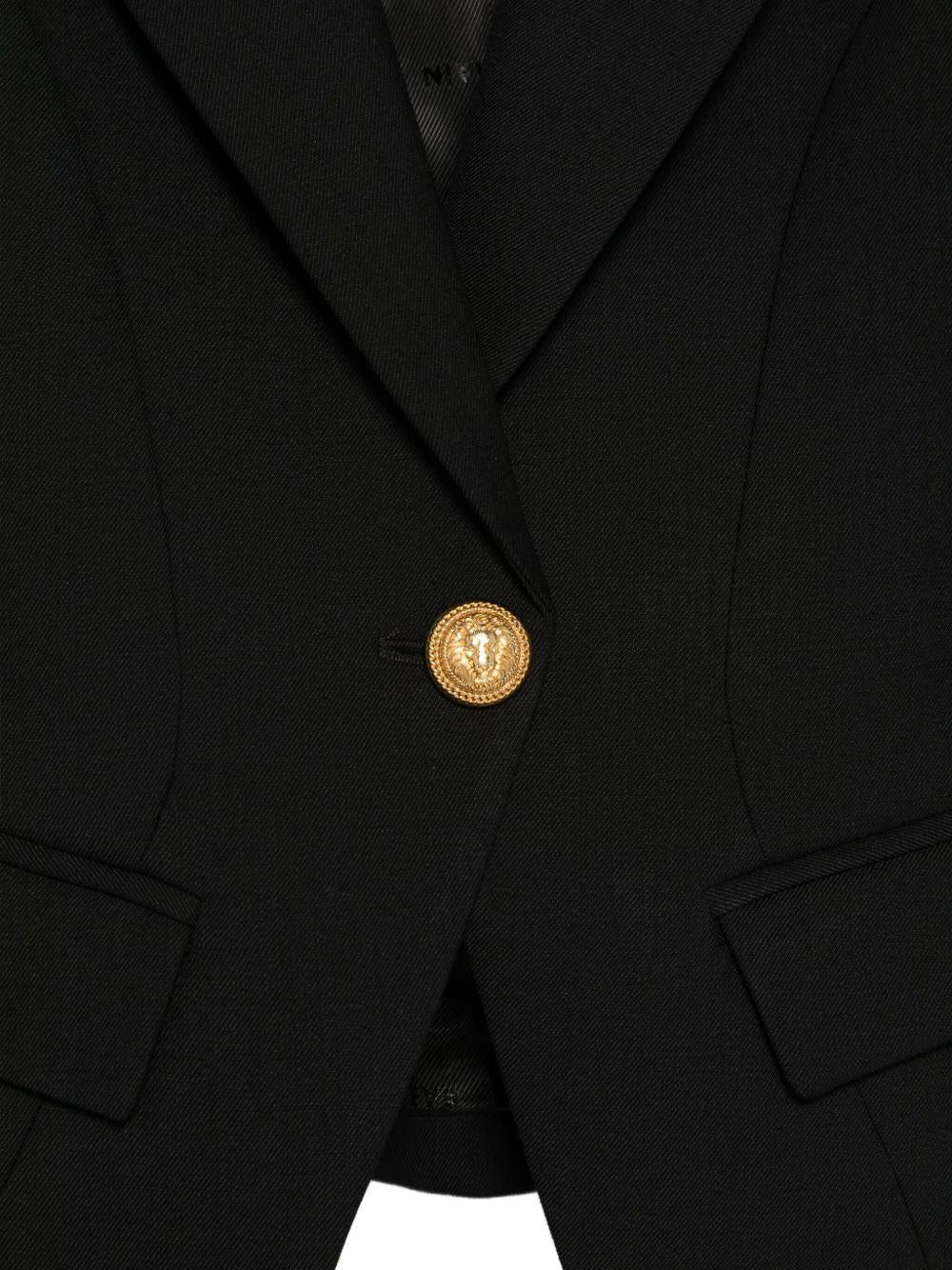 Blazer corto per bambina Balmain Kids nero con bottoni - Rubino Kids