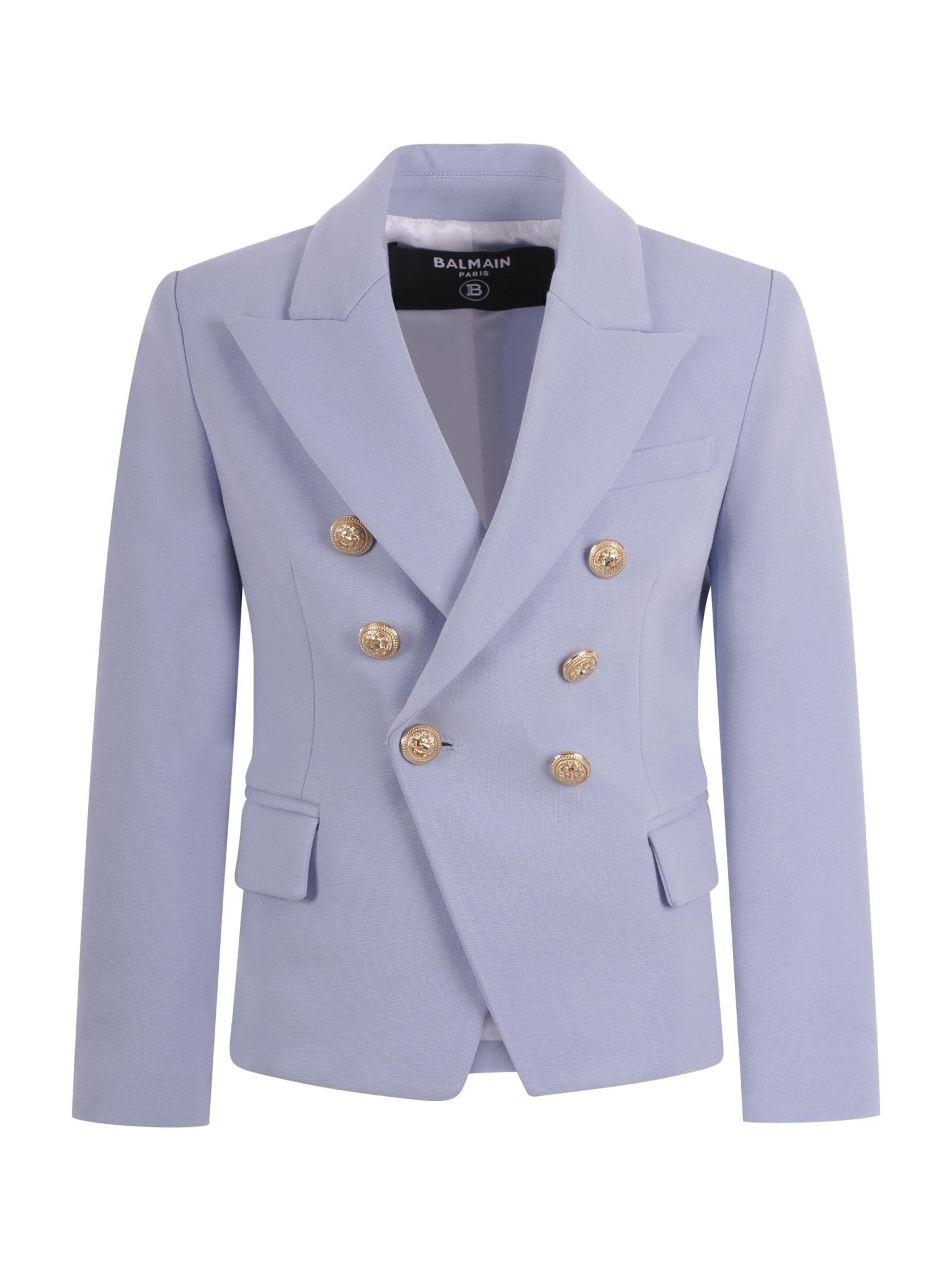 Blazer doppiopetto per bambino Balmain Kids azzurro con bottoni dorati - Rubino Kids