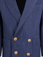 Blazer doppiopetto per bambino Balmain Kids blu con revers classici - Rubino Kids
