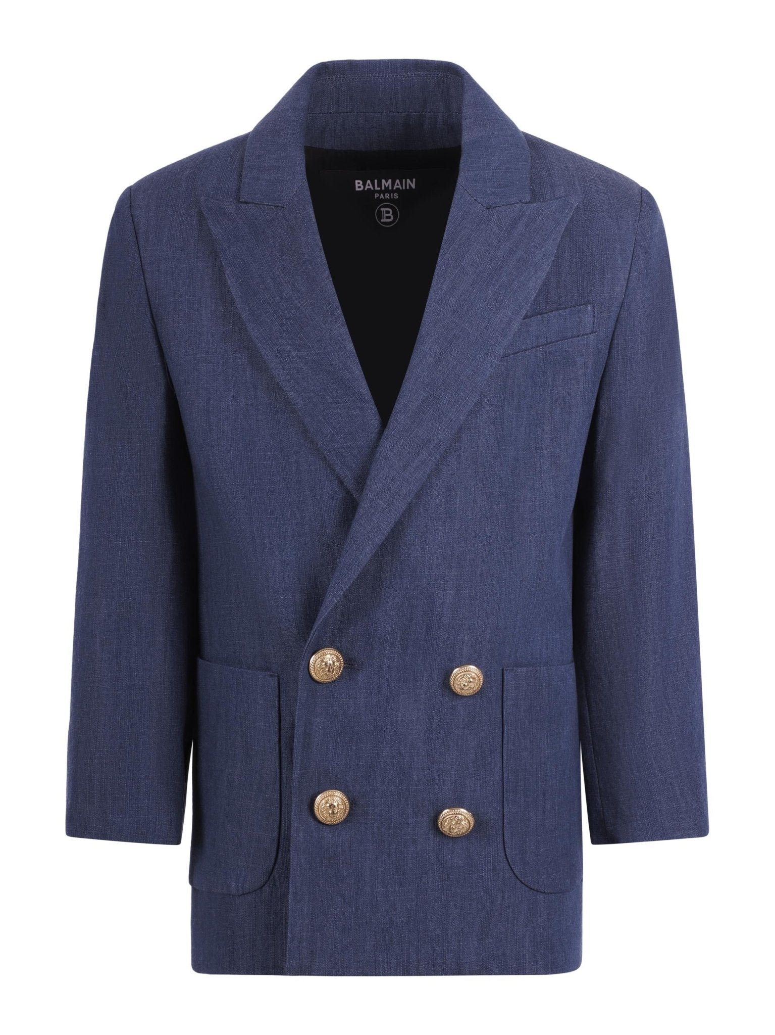 Blazer doppiopetto per bambino Balmain Kids blu con revers classici - Rubino Kids