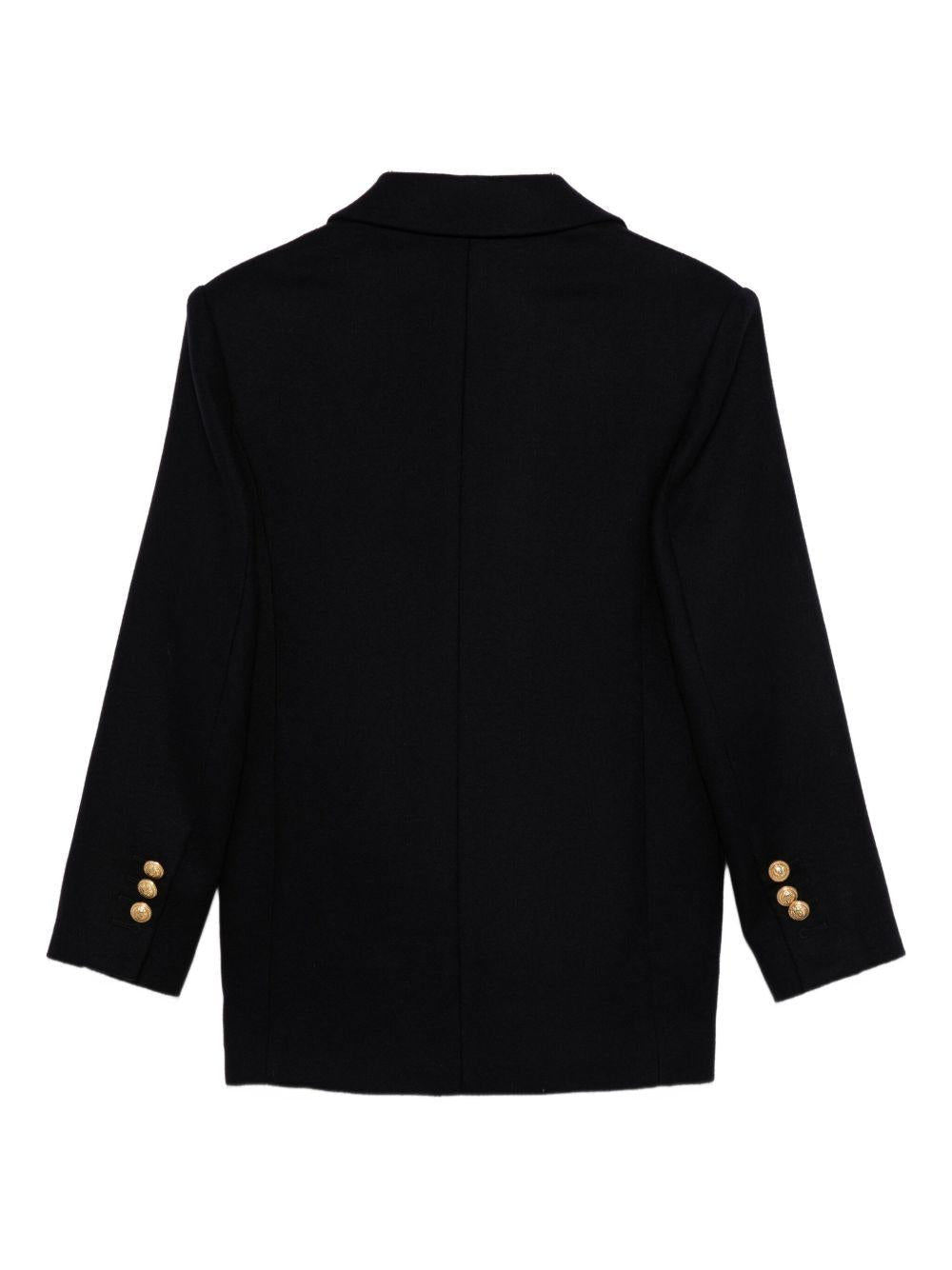 Blazer doppiopetto per bambino Balmain Kids blu con tasche applicate - Rubino Kids