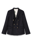 Blazer doppiopetto per bambino Golden Goose Kids blu con polsini con bottini - Rubino Kids