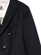 Blazer doppiopetto per bambino Golden Goose Kids blu con polsini con bottini - Rubino Kids