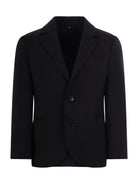 Blazer monopetto Emporio Armani Kids nero con revers classici - Rubino Kids