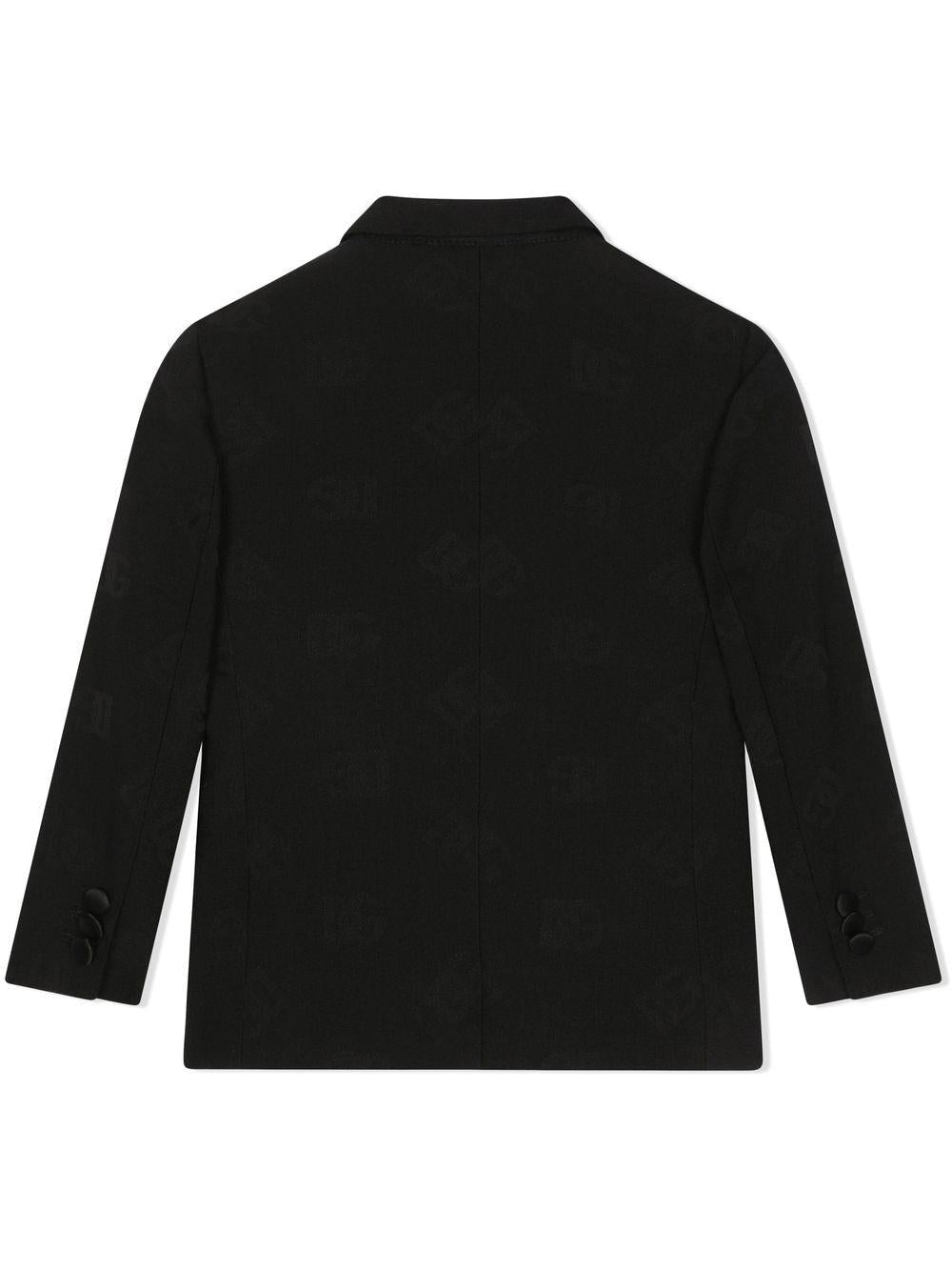 Blazer monopetto per bambino Dolce & Gabbana Kids nero con effetto jacquard - Rubino Kids