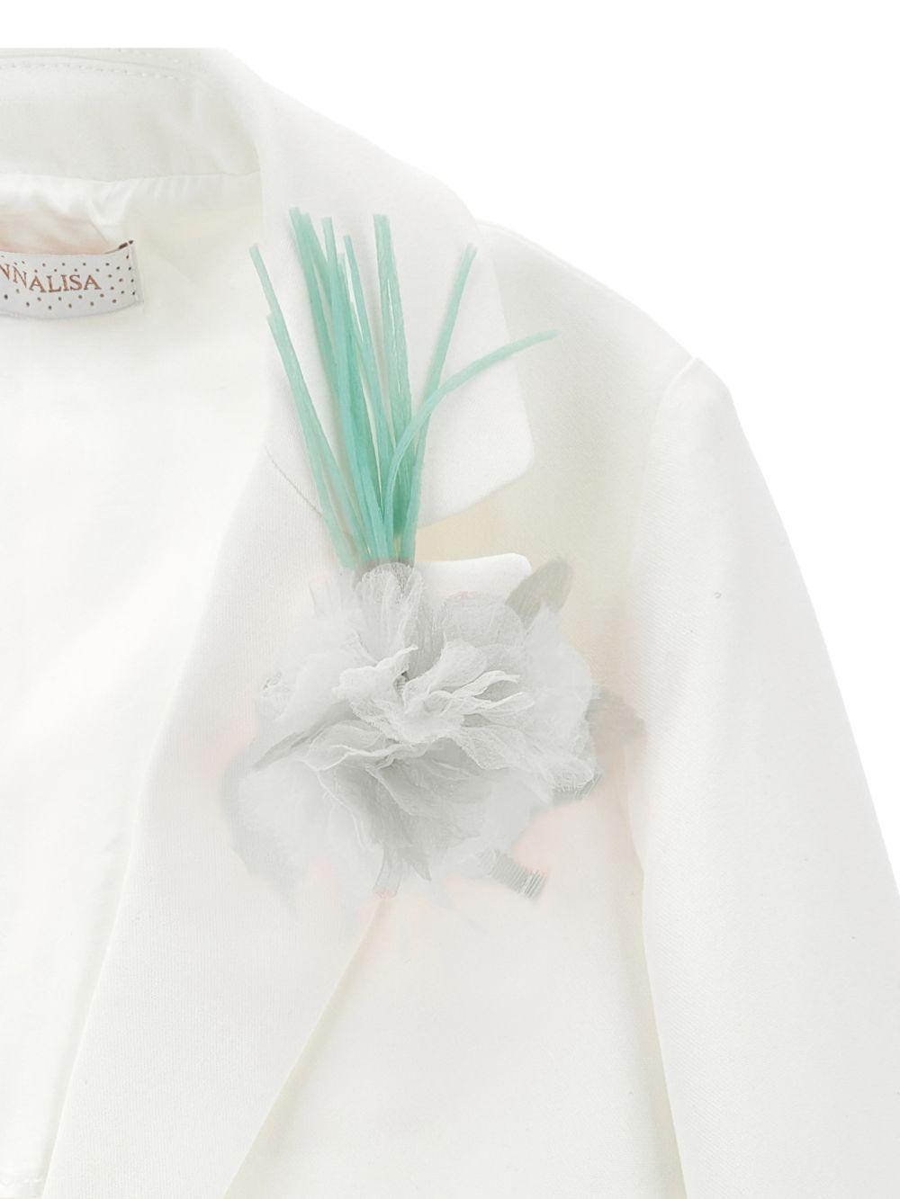 Blazer per bambina Monnalisa bianco con applicazione fiore - Rubino Kids