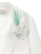 Blazer per bambina Monnalisa bianco con applicazione fiore - Rubino Kids