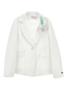 Blazer per bambina Monnalisa bianco con applicazione fiore - Rubino Kids