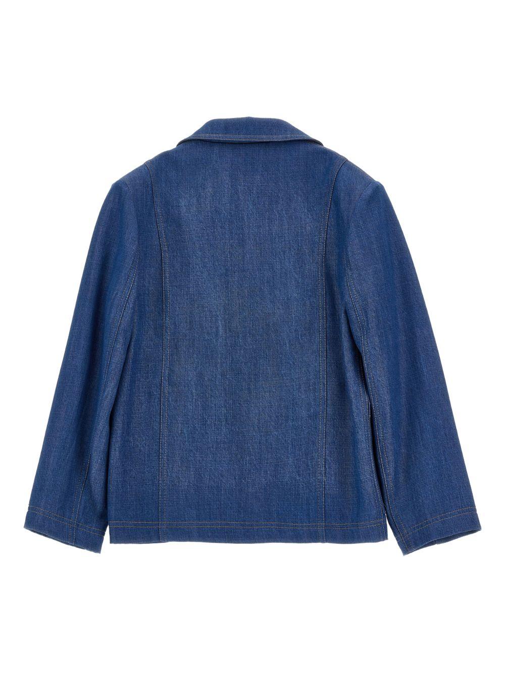 Blazer per bambina Monnalisa blu con spilla a fiori - Rubino Kids