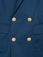 Blazer per bambino Balmain Kids blu con bottoni color oro - Rubino Kids
