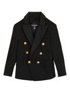 Blazer per bambino Balmain Kids nero con chiusura a bottoni dorati - Rubino Kids