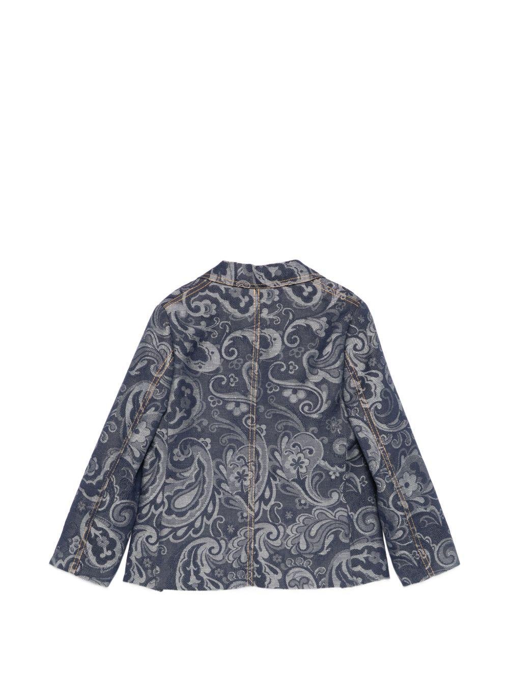 Blazer per bambino Etro Kids blu con stampa Paisley - Rubino Kids