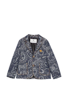 Blazer per bambino Etro Kids blu con stampa Paisley - Rubino Kids