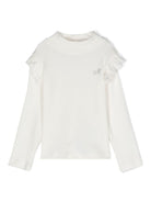 Blusa con strass per neonata Monnalisa bianca con collo a lupetto - Rubino Kids