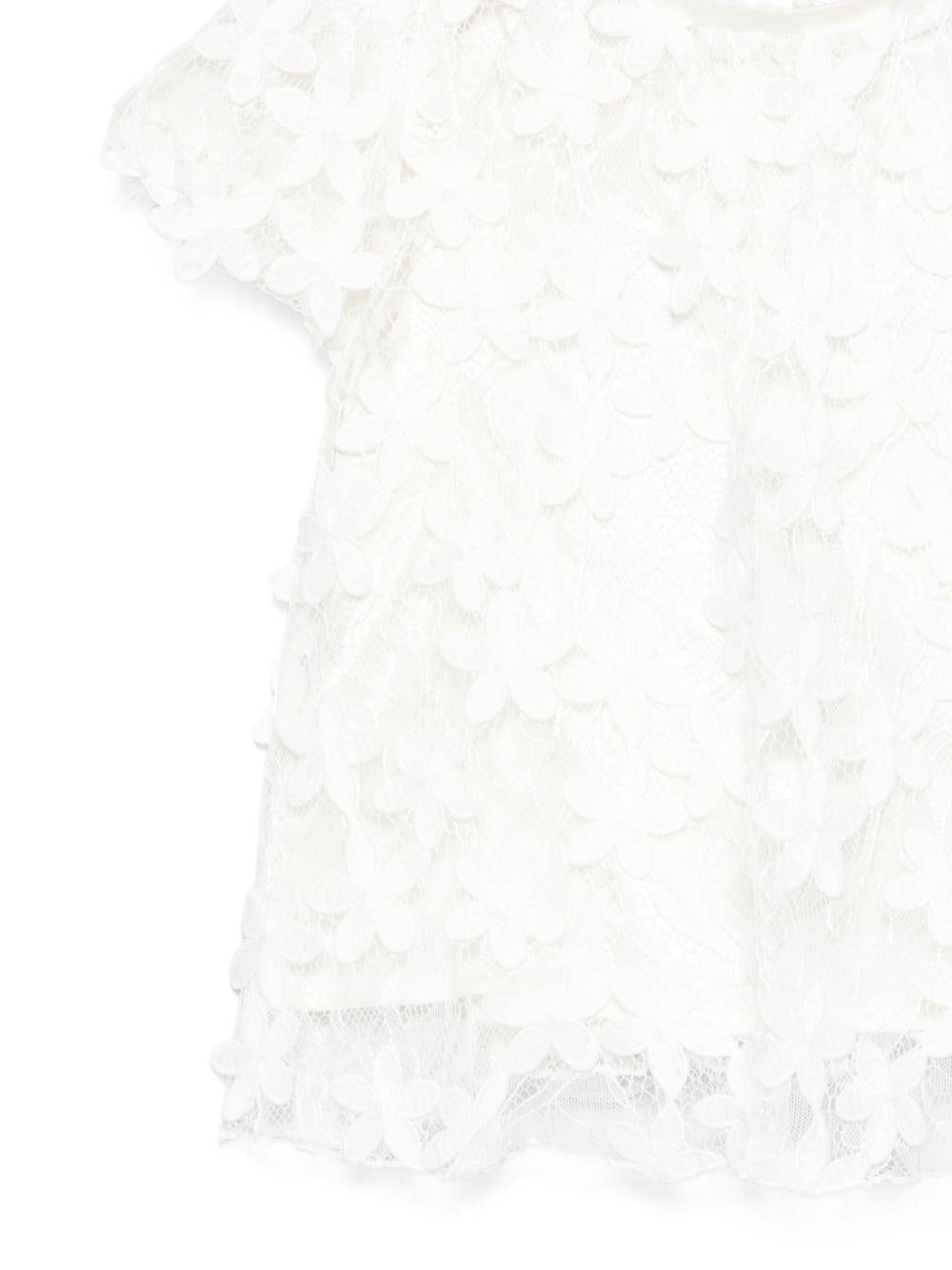 Blusa per bambina Balmain Kids bianca in pizzo a fiori - Rubino Kids