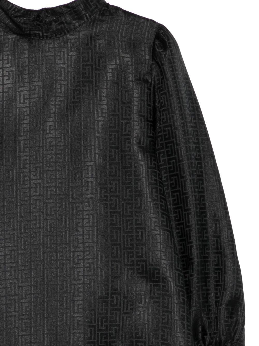 Blusa per bambina Balmain Kids nero con motivo geometrico e maniche a palloncino - Rubino Kids