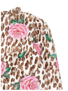 Blusa per bambina Monnalisa animalier con stampa a fiori - Rubino Kids