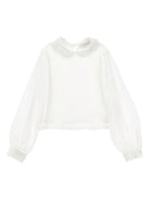 Blusa per bambina Monnalisa bianca con decorazione con strass - Rubino Kids