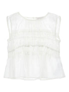 Blusa per bambina Monnalisa bianca con dettagli con ruches - Rubino Kids