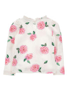 Blusa per bambina Monnalisa bianca con ricamo a fiori - Rubino Kids