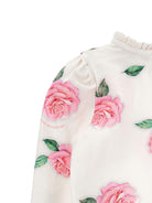 Blusa per bambina Monnalisa bianca con ricamo a fiori - Rubino Kids