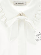Blusa per bambina Monnalisa bianca con ruches - Rubino Kids