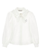 Blusa per bambina Monnalisa bianca con ruches - Rubino Kids