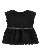Blusa per bambina Monnalisa nera con finitura in pizzo - Rubino Kids