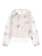 Blusa per bambina Monnalisa rosa chiaro con stampa a fiori - Rubino Kids