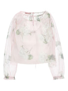 Blusa per bambina Monnalisa rosa chiaro con stampa a fiori - Rubino Kids