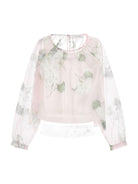 Blusa per bambina Monnalisa rosa chiaro con stampa a fiori - Rubino Kids