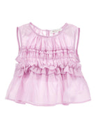 Blusa per bambina Monnalisa rosa con dettagli con ruches - Rubino Kids