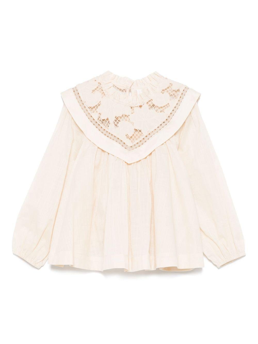 Blusa per bambina ZIMMERMANN Kids Lucky Kids beige con pizzo - Rubino Kids