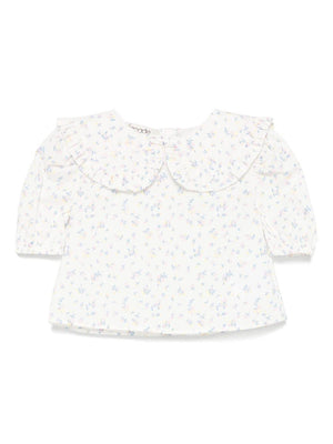 A'lapage white blouse for baby girls with floral pattern