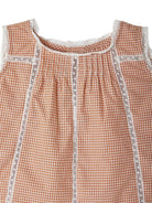 Blusa per neonata Bonpoint arancione con chiusura posteriore con bottone e bordo in pizzo - Rubino Kids