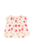 Blusa per neonata Bonpoint beige con stampa ciliegie all - over - Rubino Kids