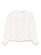 Blusa per neonata Elisabetta Franchi La Mia Bambina bianca con maniche a palloncino - Rubino Kids