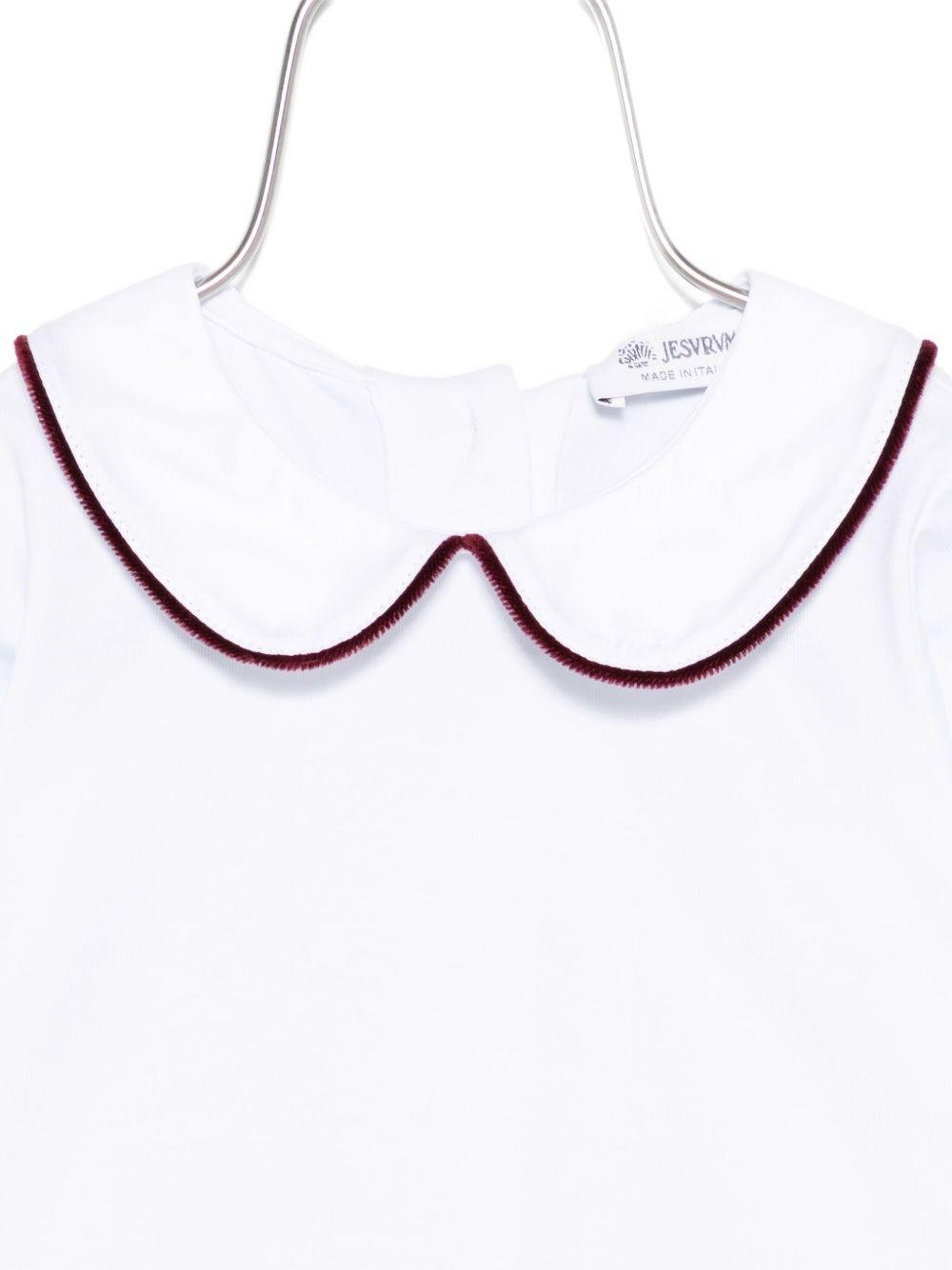 Blusa per neonata Jesurum Baby bianca con colletto con dettaglio rosso - Rubino Kids