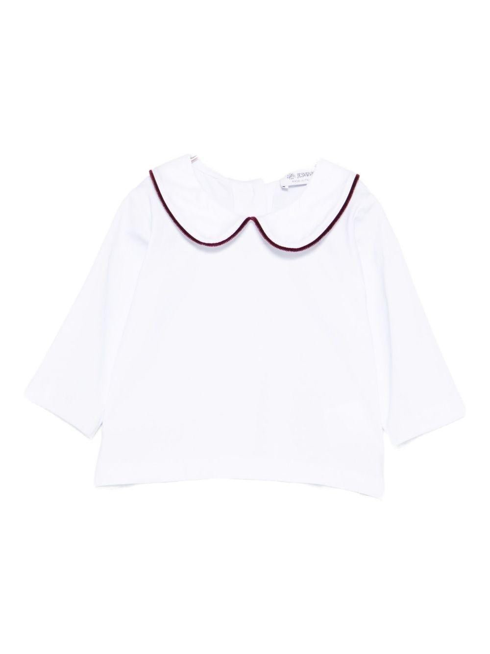 Blusa per neonata Jesurum Baby bianca con colletto con dettaglio rosso - Rubino Kids