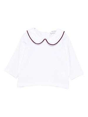 Blusa per neonata Jesurum Baby bianca con colletto con dettaglio rosso